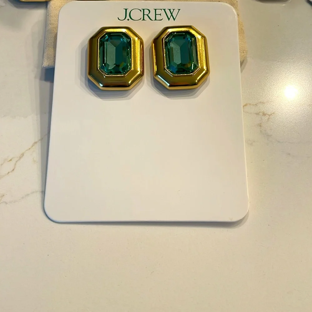 J. Crew Green Crystal Earrings NWT - Picture 11 of 16